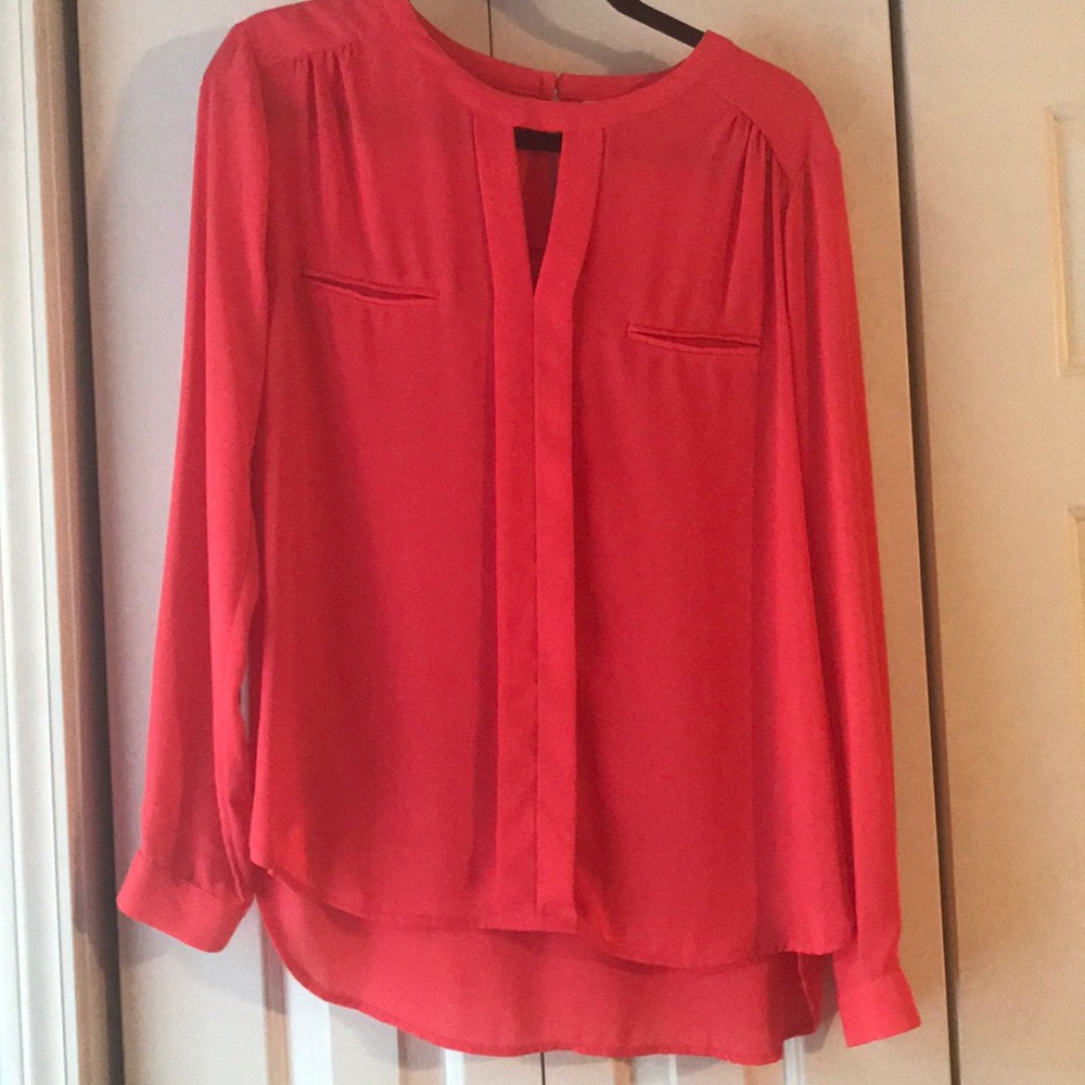 Neon Keyhole Chiffon Blouse